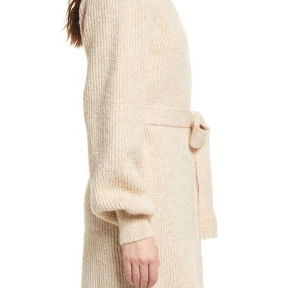 TOPSHOP Cardigan SWEATER KNIT Stone Belted BLOUSON SLEEVE Chunky Size S (4 - 6) - Picture 5 of 12